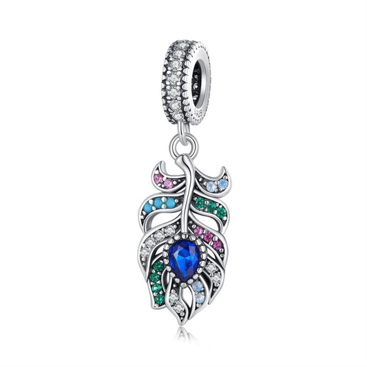 Peacock Feather Dangle Charm