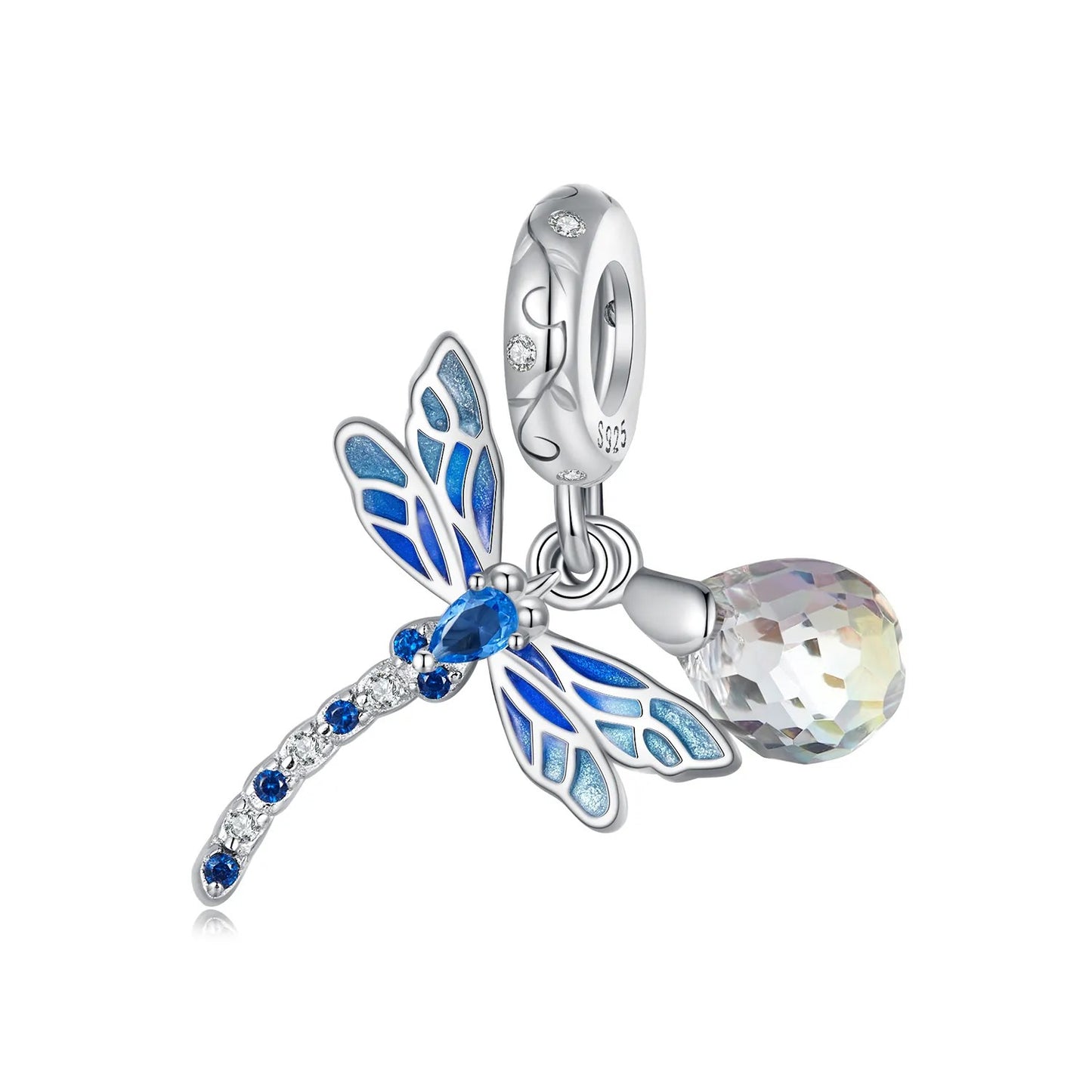 Dragonfly & Crystal Dangle Charm