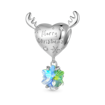 Merry Christmas Heart-shaped Elk Charm