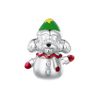 Christmas Puppy Snowman Charm