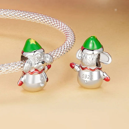 Christmas Puppy Snowman Charm