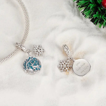 Christmas Elk Disc Dangle Charm - Glow In The Dark