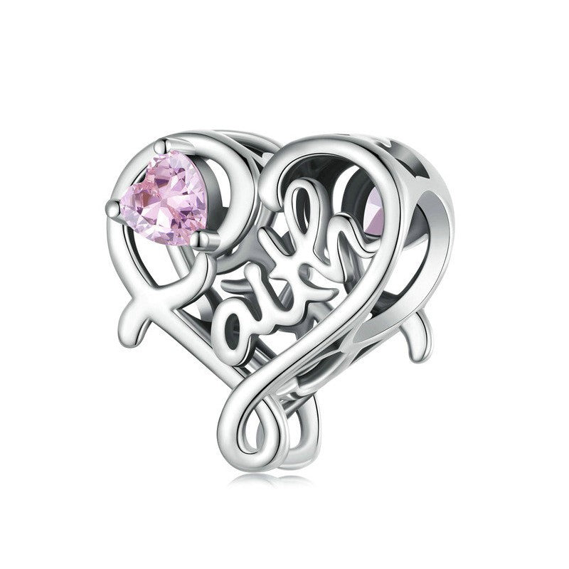 Faith Script Heart Charm