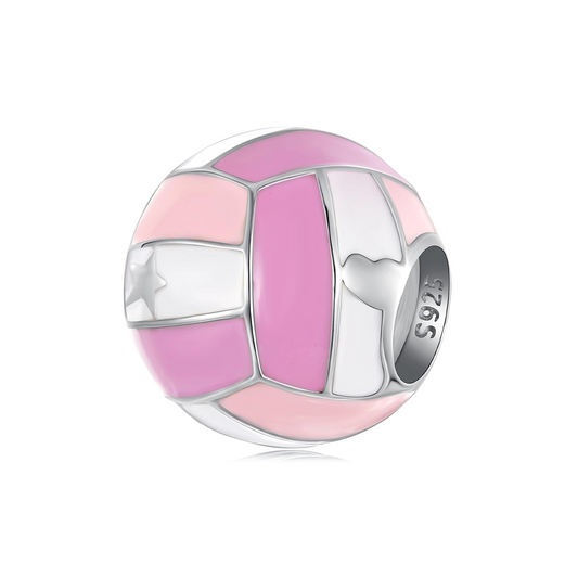 Netball Ball Enamel Charm - Pink