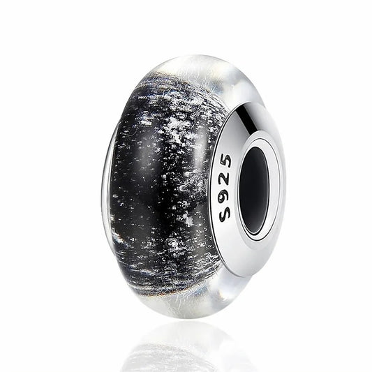 Black Shimmering Faceted Murano