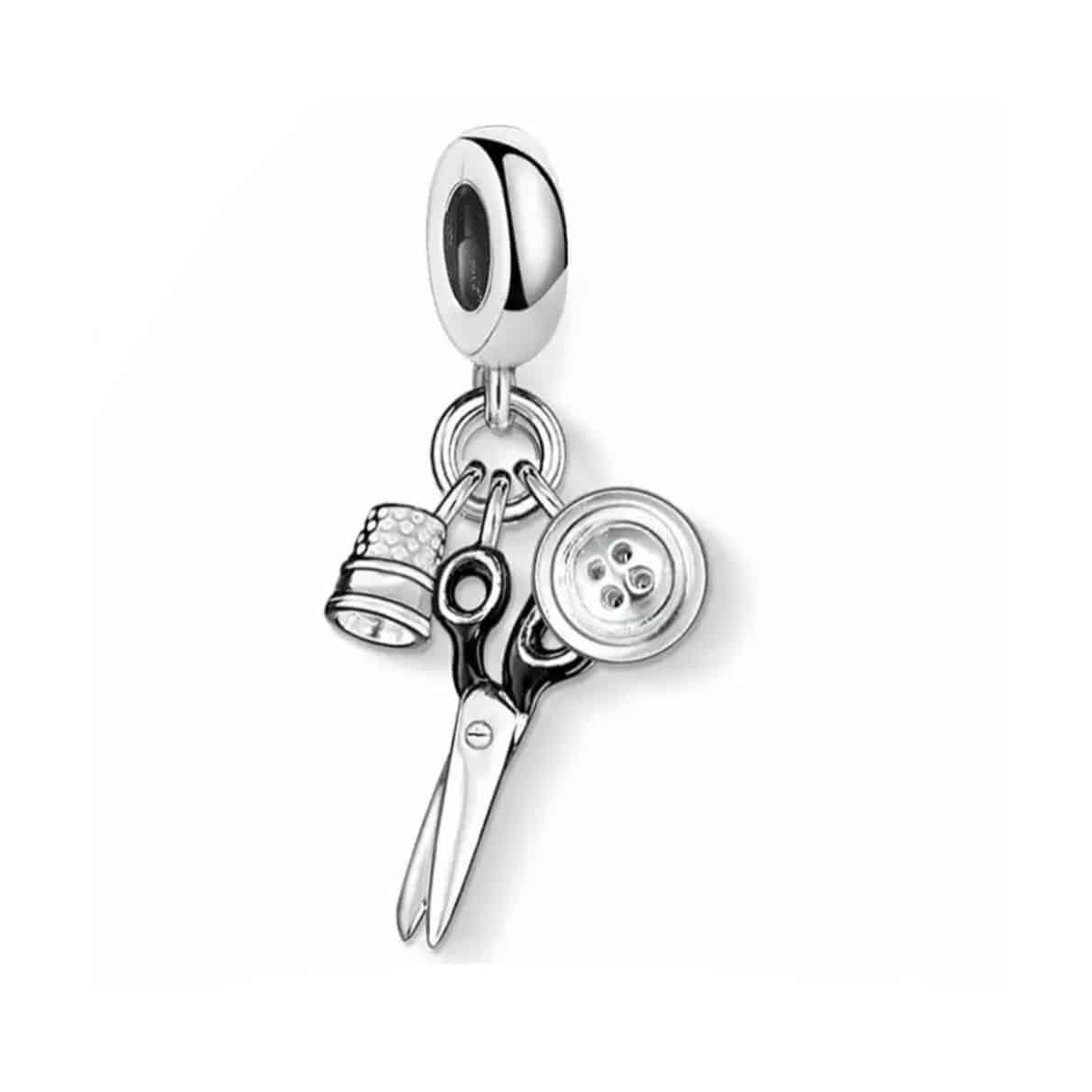 Scissors, Thimble & Button Triple Dangle Charm