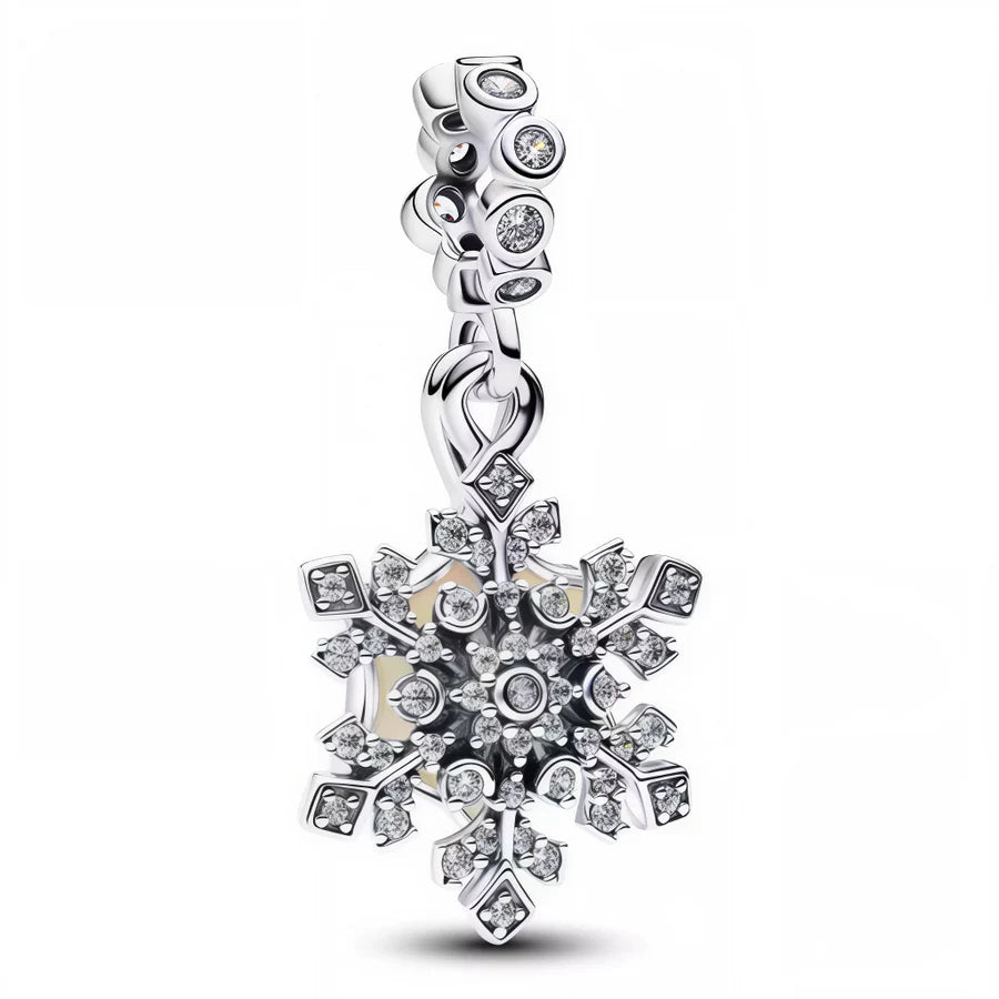 Sparkling Snowflake With Opal Double Dangle Charm