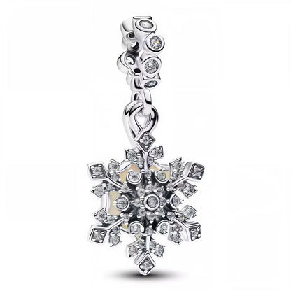 Sparkling Snowflake With Opal Double Dangle Charm