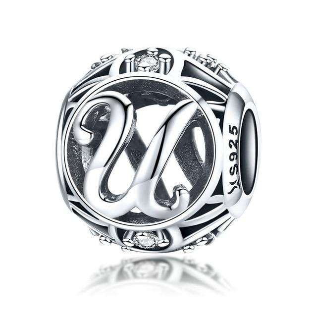 Alphabet Script Charm with Clear Zirconia