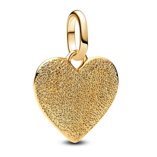 Textured Heart Mini Dangle Charm - Gold