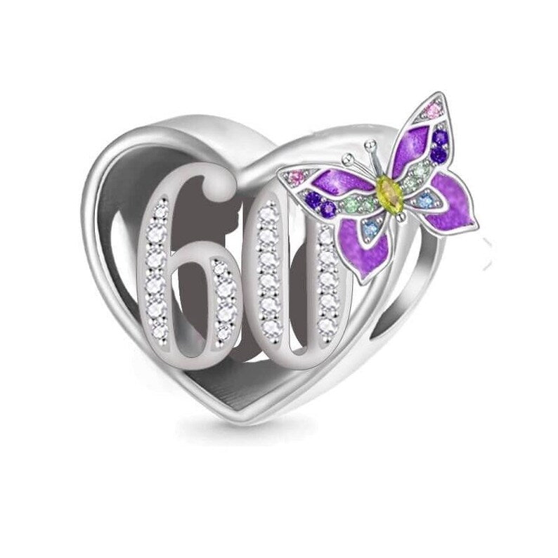 Birthday Butterfly Heart Bead Charm