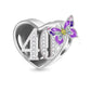 Birthday Butterfly Heart Bead Charm