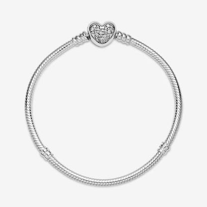Mickey Mouse Heart Clasp Snake Chain Bracelet