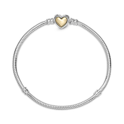 Domed Golden Heart Clasp Snake Chain Bracelet
