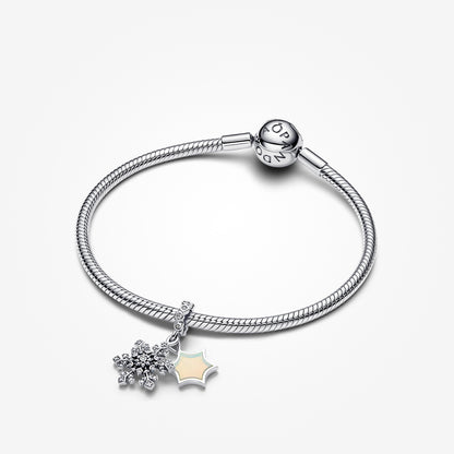 Sparkling Snowflake With Opal Double Dangle Charm