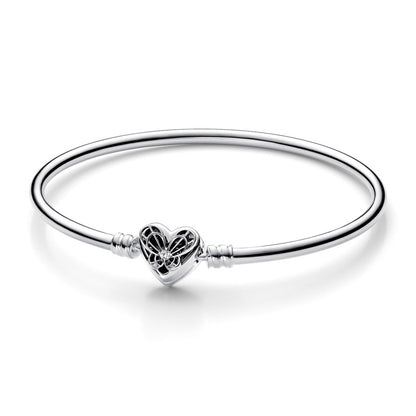 Heart & Butterfly Bangle Bracelet