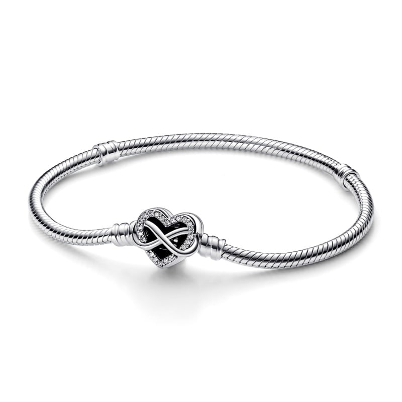 Sparkling Infinity Heart Clasp Snake Chain Bracelet