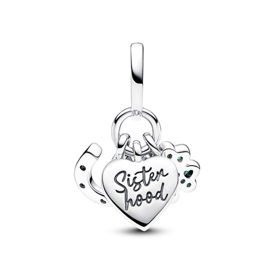 Clover Heart and Horseshoe Triple Dangle Charm