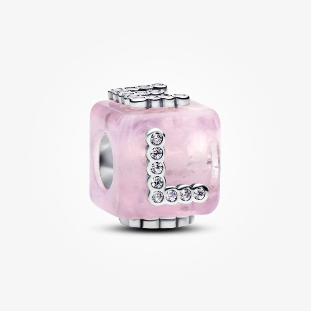 Pink Murano Glass Love Cube Charm