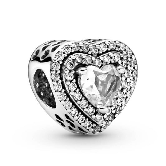 Sparkling Clear Levelled Heart Charm