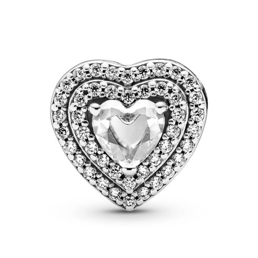 Sparkling Clear Levelled Heart Charm