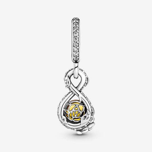 Beauty and the Beast Belle Infinity & Rose Flower Dangle Charm