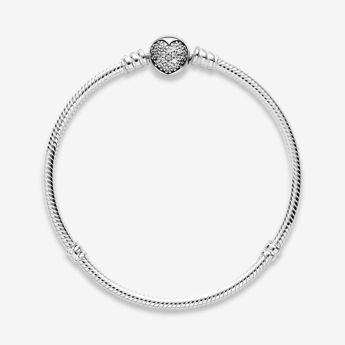 Sparkling Heart Ball Clasp Snake Chain Bracelet