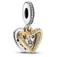 Shooting Star Hearts Double Dangle Charm - Gold