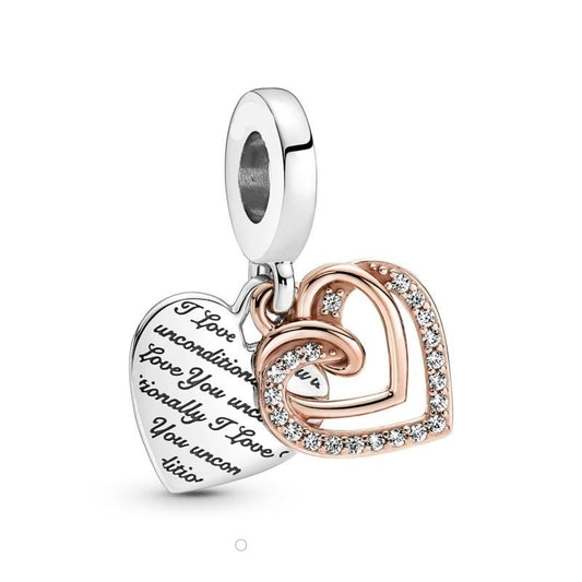 Entwined Hearts Double Dangle Charm