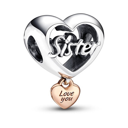 Love You Sister Heart Charm