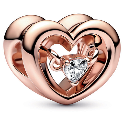 Radiant Heart and Floating Stone Charm - Rose