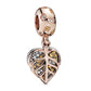 Rose Sparkling Leaves Double Dangle Charm
