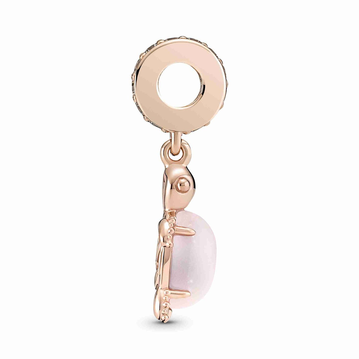 Glass Pink Sea Turtle Dangle Charm - Rose Gold-Plated