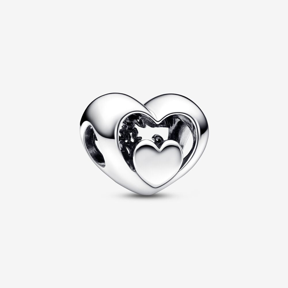 Openwork Heart & Script Charm