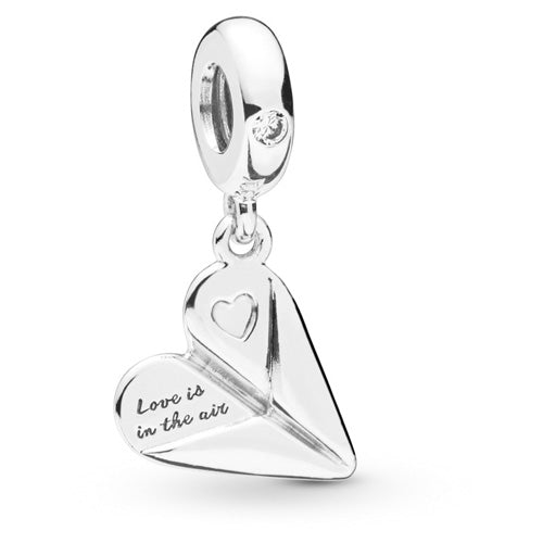 Heart Paper Plane Dangle Charm