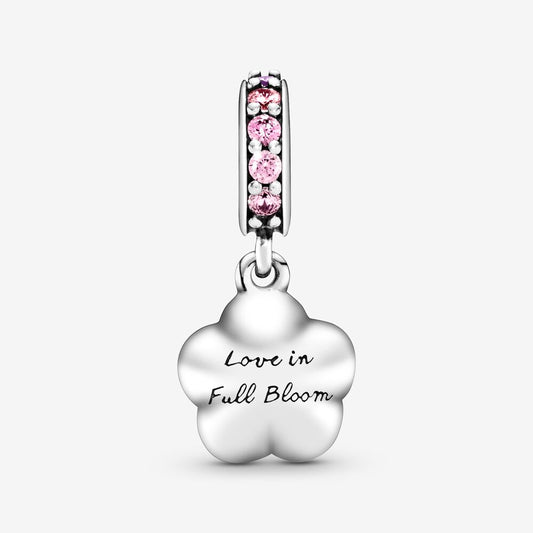 Sparkling Peach Blossom Flower Double Dangle Charm