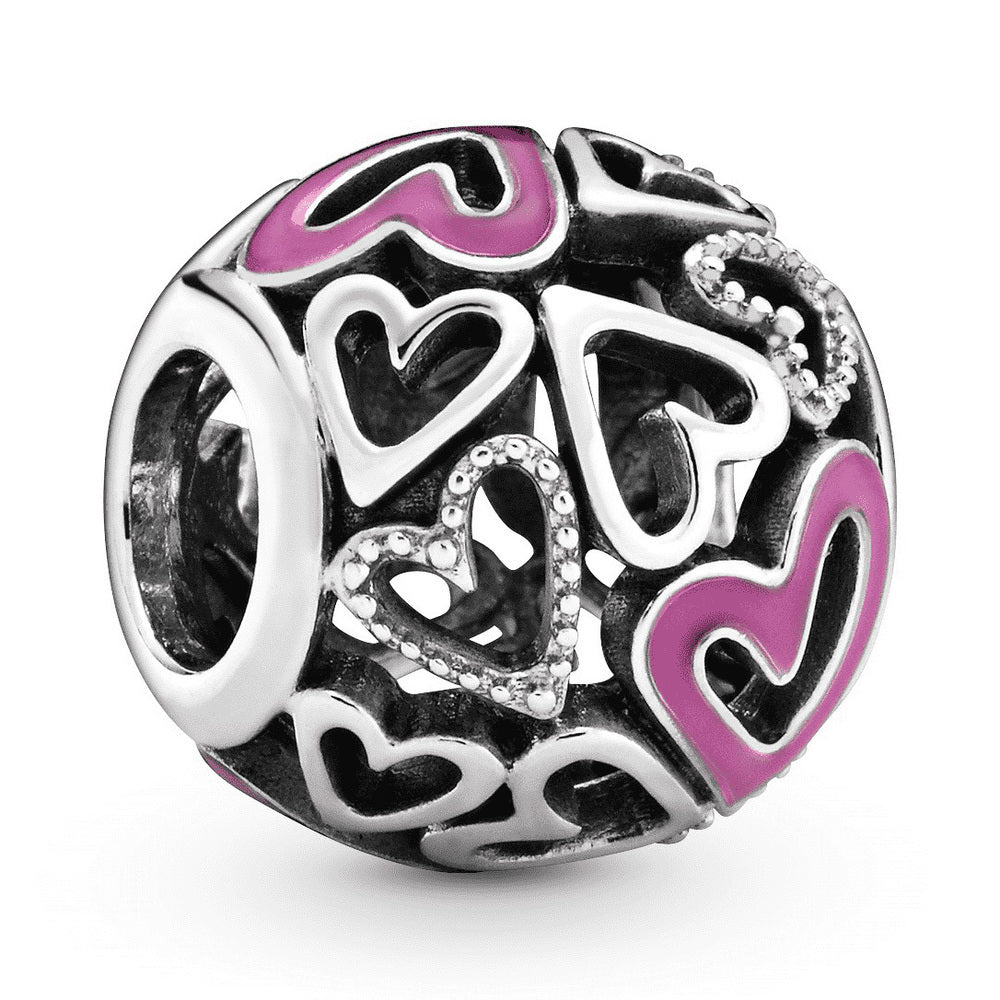 Pink Openwork Freehand Heart Charm – Forever Charms