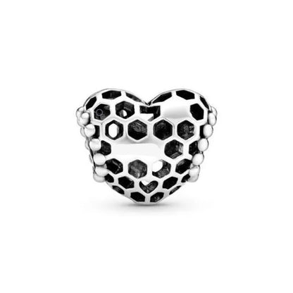Bee Happy Honeycomb Heart Charm