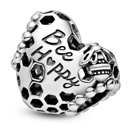 Bee Happy Honeycomb Heart Charm