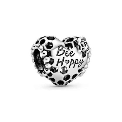 Bee Happy Honeycomb Heart Charm