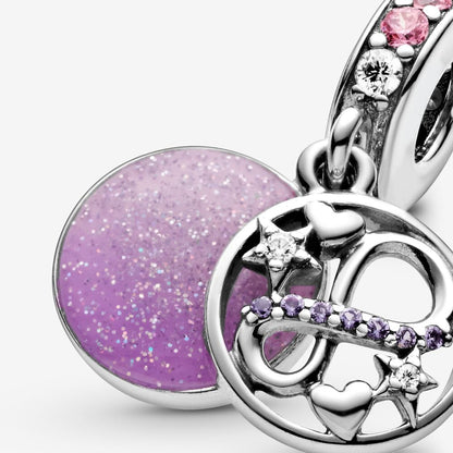 Glittering Infinity Hearts & Stars Double Dangle Charm