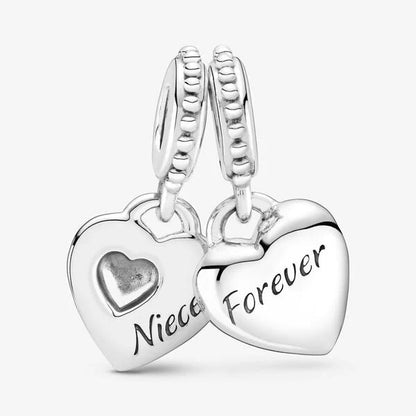 Aunt and Niece Hearts Split Dangle Charm