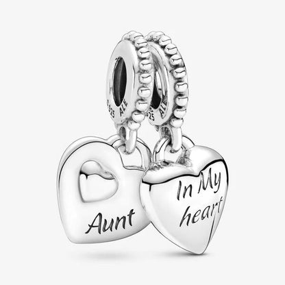 Aunt and Niece Hearts Split Dangle Charm