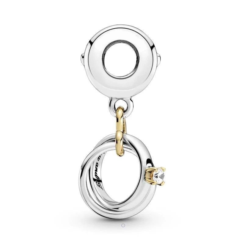 Two-Tone Wedding Rings Dangle Charm