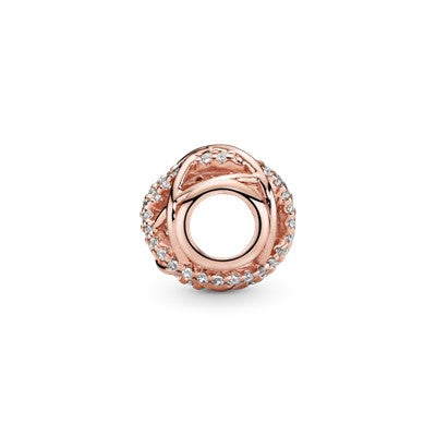 Openwork Abstract Rose Ball Charm With Cubic Zirconia