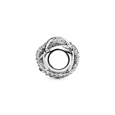 Openwork Abstract Silver Ball Charm With Cubic Zirconia