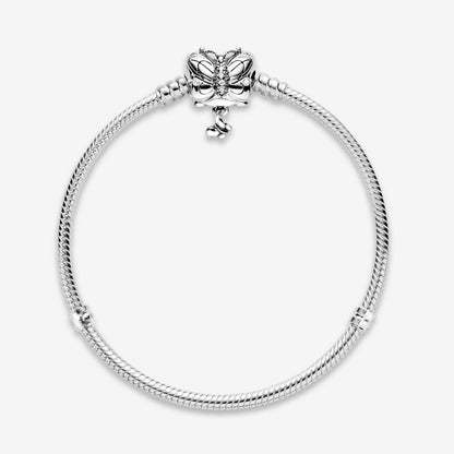 Butterfly With Dangle Clasp Snake Chain Bracelet