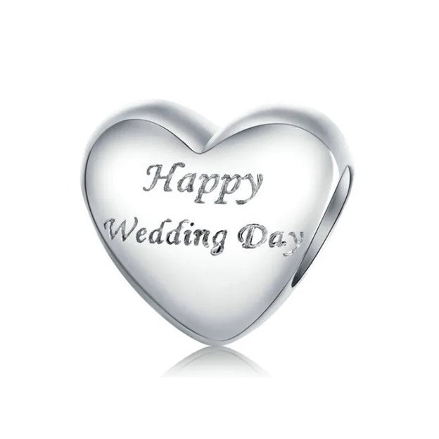 Happy Wedding Day Heart Charm