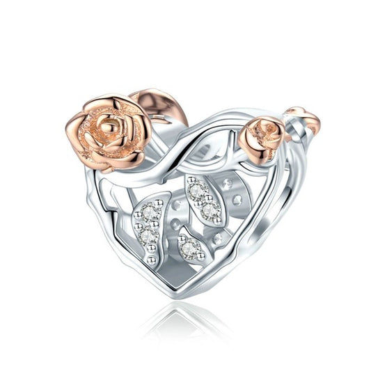 Heart With Roses Charm