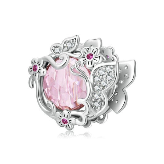 Beautiful Butterfly Glass Charm - Pink